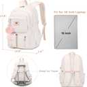 LXYGD Laptop Backpack 15.6 Inch Kids Elementary Middle High School Bag College Backpacks Anti Theft Travel Back Pack Large Bookbags for Teens Girls Women Students (Off-white)