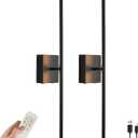 27.5 Inch Black Battery Operated Wall Sconces Set of 2, LED Dimmable with Romote Control, 3CCT, Rechargeable, 360 Rotate, Wireless Wall Light for Living Room Hallway Bedroom