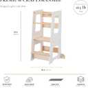 Toddler Tower for Kids, Adjustable Wooden Standing Tower & Kitchen Step Stool, Anti-Tip Montessori Tower with Removable Safety Rails & Non-Slip Steps - Sustainable Reclaimed Wood (White)