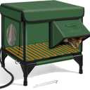 Large Heated Cat House for Outside in Winter, Elevated Insulated Heated Outdoor Cat House Weatherproof with Heating Pad, Waterproof Outdoor Cat Shelter for Multiple Cats Small Dogs(Green)