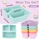 gisgfim 6 Pack Classroom Caddy with Handle Plastic Storage Caddy Organizer with 3 Compartments Desk Caddies Holder Portable Storage Bin for Pencil, Crayon, Marker, Home, Office, School Supply(Pastel)