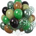 2 x Green Brown Safari Balloons, 50 Pcs Metallic Olive Green Coffee Black Balloons, Sage Green Confetti Balloon for Jungle Camo Army Hunting Graduation Birthday Decoration Supplies