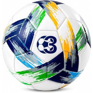 Soccer Ball Size 5 Size 4 Size 3 Deflated - Bright Tri-Color Practice Ball for Boys and Girls Ages 4-8, 8-12,12+, Indoor Outdoor Official Training Ball for Kids Youth Teens Adult