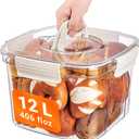 Bread Box for Kitchen Countertop, 12L/406floz Airtight Food Storage Containers with Lids, Flour Container for Homemade Sourdough Bread, Portable with Handle, Clear Plastic