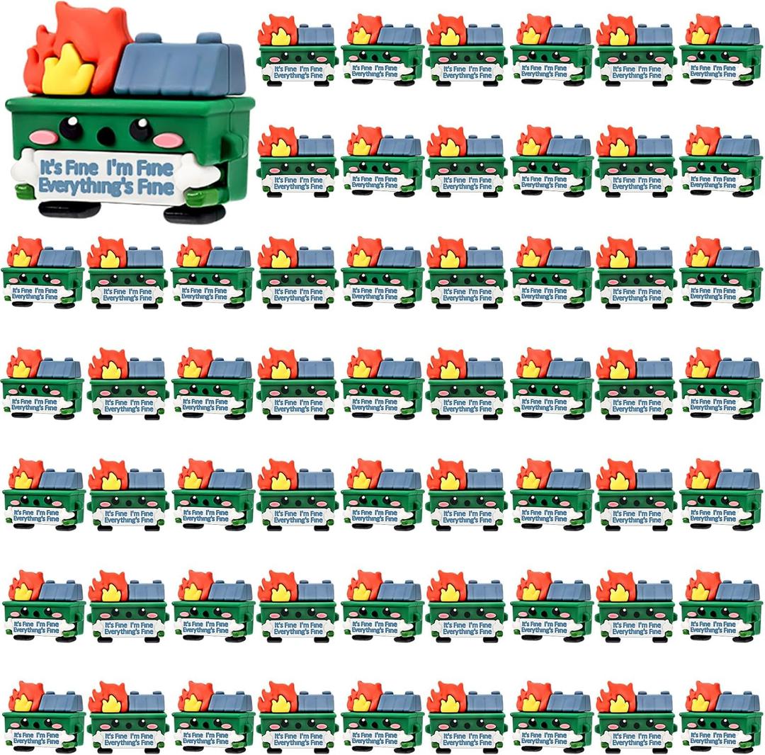 60 Pcs Dumpster Fire-Mini Trash Shape with Fire Figurines Emotional Support Dumpster Fire Desk Accessories-Appreciation Gifts for Employee Coworker Teacher Graduate Nurse(Green)