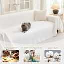 MYSKY HOME Sofa Covers for 2 Cushion Couch L Shaped Couch Cover Washable Couch Cover with Tassels Boho Couch Covers Non Slip Super Universal Soft Sofa Slipcover for Kids, Dogs, Pets, 71"x118", White