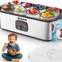 Suteck Yogurt Maker - Stainless Steel Yogurt Makers with Adjustable Time & Temp ControlAutomatic Shut-Off & Constant Temper for Homemade Greek, Probiotic Yogurt, BPA-Free 8 Glass Jars (48 oz), Black