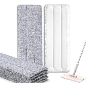 6 Pack Microfiber Mop Replacement Pads Compatible with Bosheng, Joymoop Flat mop or Squeeze Mop Bucket Set, Washable and Reusable 13" x 4.9" Wet/Dry Flat Mop Pads for Cleaning Floor