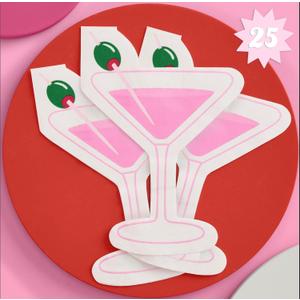 xo, Fetti Dirty Martini Napkins - 3-ply, 25 pcs | Casino Bachelorette Decoration, Vegas Birthday Party Tablescape, Poker Night Dinner Setting, Cocktail Bach Decor