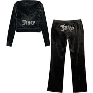 Juicy Couture Women's Bling Velour Tracksuit (Size X-Large, Liquorice)