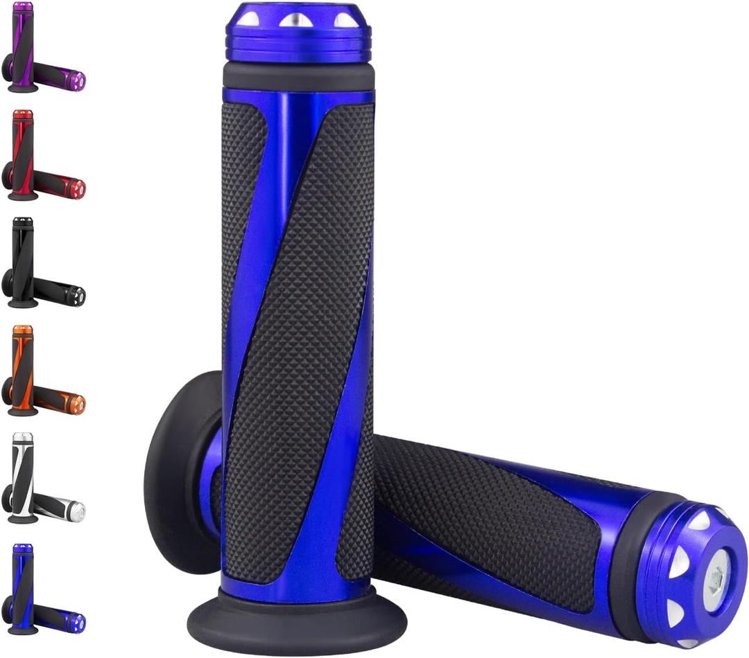 Universal Motorcycle Handlebar Grips Fits for Motorcycles with 7/8" Left Grip (Blue)