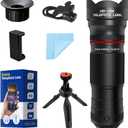 40X Telephoto Lens with Tripod for iPhone Android Phones, 2-in-1 Mobile Phone Camera Lens Kit with Universal Clip, HD Magnifier for Smartphone Photography - Compatible with All Smartphones
