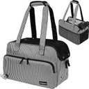 PetAmi Small Dog Purse Carrier, Soft-Sided Pet Carrier Bag with Pockets, Portable Puppy Cat Travel Handbag Tote, Airline Approved Breathable Mesh, Poop Bag Dispenser, Max 18 lbs, Stripe Black