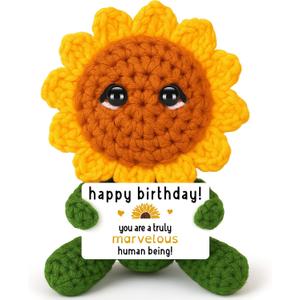 Agantree art Birthday Gifts for Women, Christmas Happy Birthday Gifts for Sister Friend Mom Grandma Sunflower Decor, Sunflower Gift for Women Coworkers Boss Her Him, Handmade Emotional Crochet
