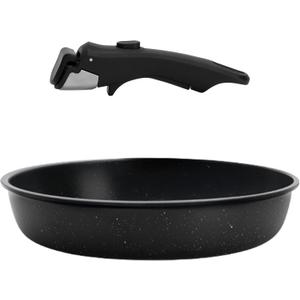 Kikcoin 10inch Frying Pan Non Stick, Detachable Handle Cookware Set Black