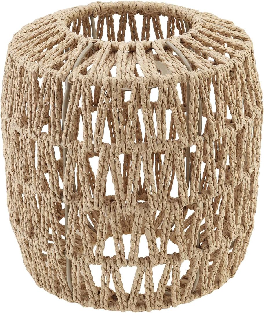 RTNLIT Handmade Woven Lampshade Replacement 7.08" D7.48" H, Retro Boho Rattan Lamp Shade for Table Floor Pendant Light, Small Natural Wicker Lampshade for Home Decor