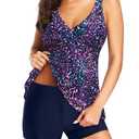 Aqua Eve Tankini Swimsuits for Women- Flowy Two Piece Bathing Suit with Shorts 2025 Tummy Control Swimwear Star Whole Sky XXL