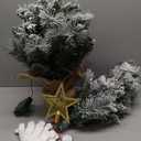 Pre-Lit Artificial Christmas Tree 3ft,Snow Flocked Xmas Pine Tree Decorated with 70 LED Lights,140 Branch Tips,7 Pine Cones,10 Red Berries Christmas Snow Tree for Desktop,Battery Powered (White, Green)