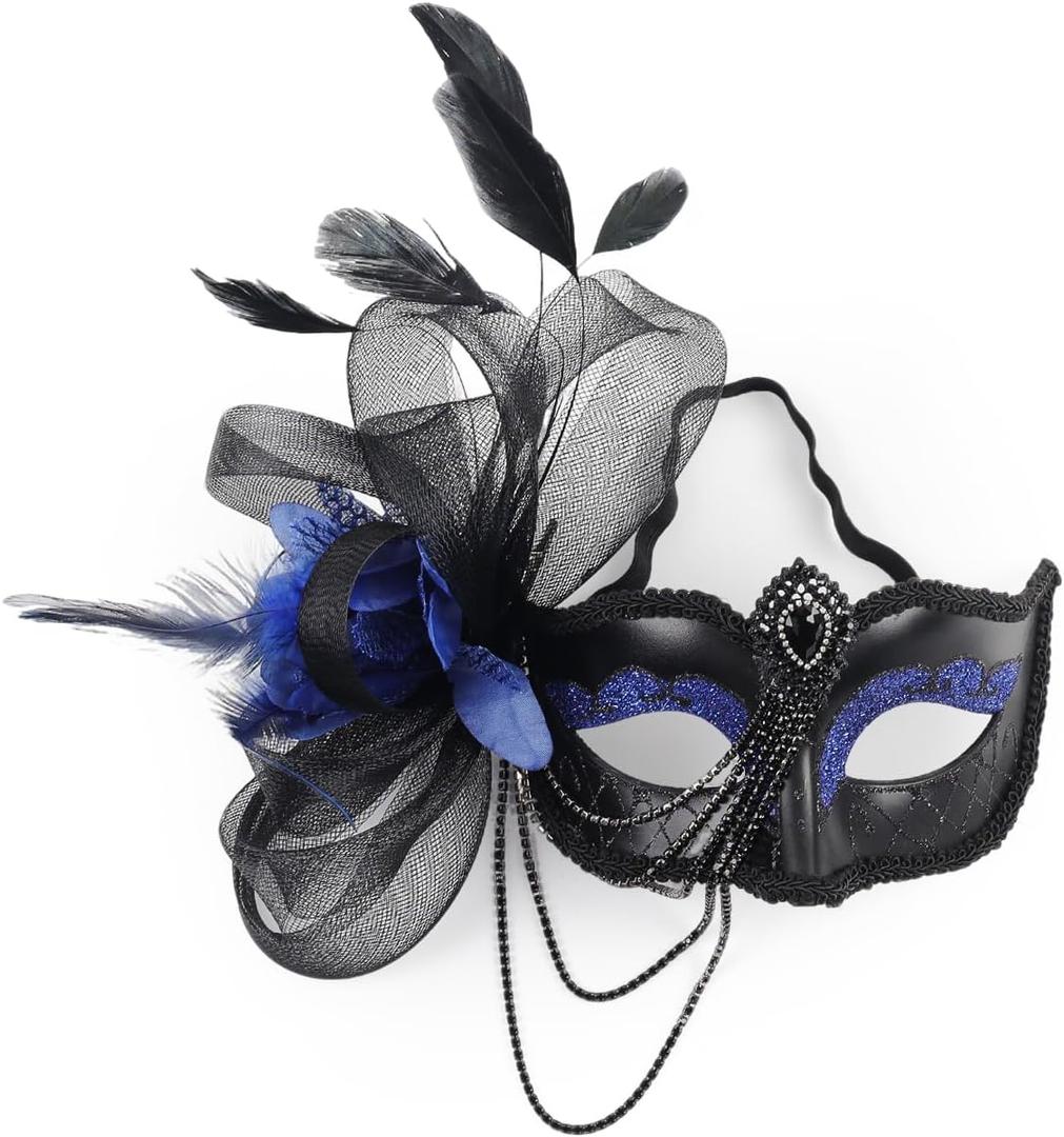 elegant black feather masquerade ball mask for women and men - perfect couple accessory for masquerade Halloween