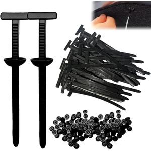 2 x 100Pcs Nylon Universal Cable Tie Buckle,Heavy Duty Self-Locking Zip Ties Holder,Multipurpose Plastic Cable Ties Tool,UV-Resistant Fasteners for Car Fender Trunk Repair,Home&Car Daily Repair