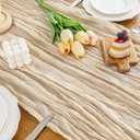 Cheesecloth Table Runner, 10 Ft Boho Rustic Gauze Table Runner Sheer Wrinkled for Centerpiece Decor, Beige, 1 Pcs