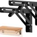 Ravinte 8 Inch Folding Shelf Brackets - Matte Black Collapsible Heavy Duty Brackets for Table Bench - Space Saving, 2 Pack