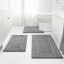 HOMEIDEAS Bathroom Rugs Sets 3 Piece, Super Soft and Absorbent Non Slip Microfiber Toilet Bath Mat with U-Shaped (Grey)