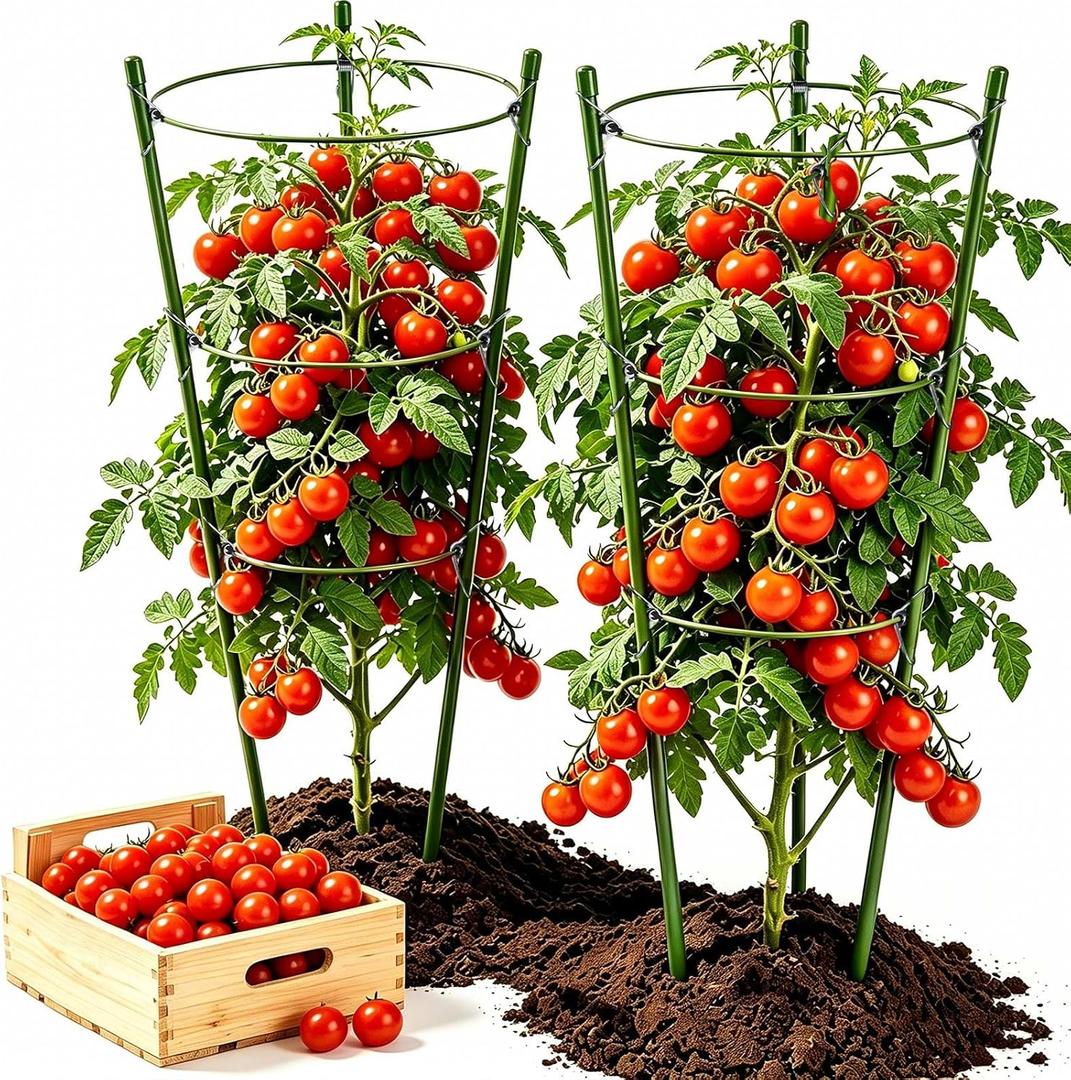 Large Tomato Cages, 24 Inch Tomato Cages for Garden, Plant Support Cages for Tomatoes, Potted Indoor Outdoor Plants, Flower Vine Climbing Plant Tomatoes Trellis, 2 Packs