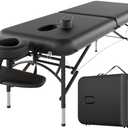 CLORIS 84" Professional Massage Table Portable 2 Folding Lightweight Facial Solon Spa Tattoo Bed Height Adjustable with Carrying Bag & Aluminium Leg Hold Up to 1100LBS (Black)