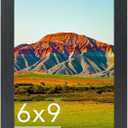 6x9 Picture Frame Black for Wall Mounting or Tabletop, Wood 6 x 9 Frame Photo Frame for Wall Hanging Horizontally or Vertically, Black, 1 Pack
