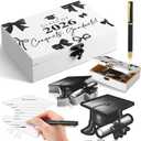 Resurhang 60 Pcs Bow Graduation Wooden Card Box and Black and Gold Advice and Wishes Cards with Pen Class of 2026 Gifts for The Graduation Party Favors Going Away Party Decorations Supplies