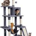 Yaheetech Large Multi-Level Cat Tree, 63 Inches Tall with Sisal-Covered Scratching Posts, Condo, Hammock, Dangling Ball, and Extended Platform for Cats to Play and Sleep (Dark Gray)