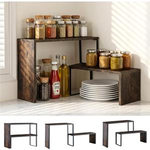 Kitchen Countertop Organizer, 2 Tier Corner Shelf, Spice Rack