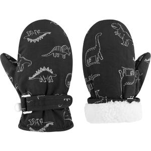 Toddler Mittens Lined Fleece Snow Gloves for Boys Girls Kids Winter Ski Gloves Baby Mittens (2-4 Years, Black)