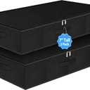 6.7-Inch Tall Under Bed Storage Bin with Zipper, Underbed Storage Container w/Rigid Sides & Bottom, Large Clothes Organizer Box for Bedroom, Dorm, Couch, Dressers, 30x15x6.7 Inches, Black