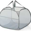 Kimmama Collapsible Mesh Laundry Basket, Foldable Pop Up Laundry Hamper with Side Pocket, Removable Clothes Storage Bin with Handle for Laundry Room, College Dorm, Bathroom, Kid Room, Travel, 95L (50x50x38cm, Grey)