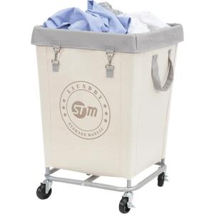STORAGE MANIAC Commercial Laundry Hamper with Heavy Duty Steel Frame, 160 L Industrial Laundry Basket Cart with Wheels for Hotel, Home, Laundry Room, 17.72''L x 17.72''W x 30.91''H, Medium Beige