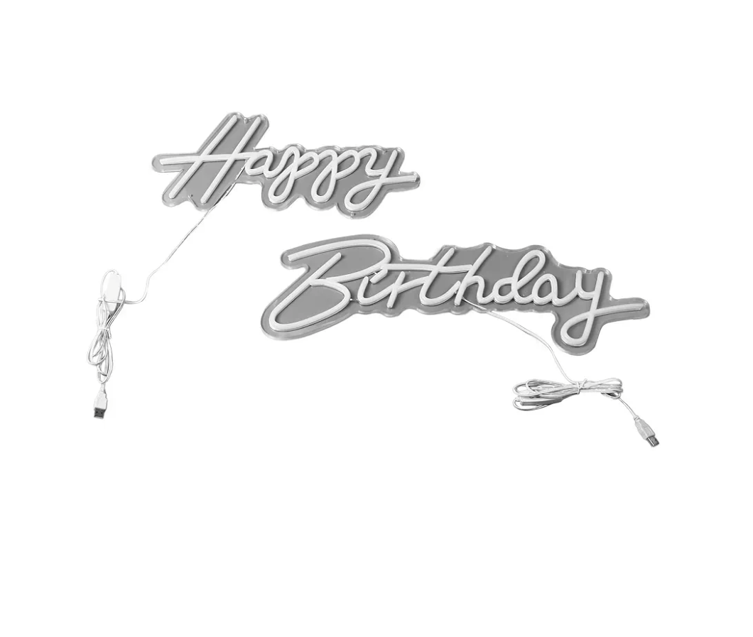 LED Birthday Neon Light USB Powered Dimmable Decorative Happy Birthday Neon Sign Party Home 5V
