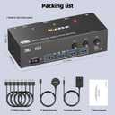 KVM Switch 3 Monitors 3 Computers 8K@60Hz 4K@144Hz, HDMI Displayport Triple Monitor KVM Switches for 3 PC Share 3 Monitor and 4 USB 3.0 Devices, Wired Remote, Power Adapter and USB3.0 Cables Included