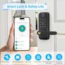 Keyless Entry Fingerprint Smart Door Lock with Handle, Digital Electronic Lock with Touchscreen Keypad, Electric Door Knob for Exterior Interior Entry/ Bedroom Front Doors, Built-in WiFi