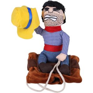 Pet Dog Costume Funny Cowboy Clothes Dogs Outfit Knight Clothes with Doll and Hat for Halloween Cosplay Party (L)