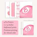 3 x Pink Coquette Trendy Preppy Wall Art Prints, Pink Bow Disco 8 Ball Cherry Wall Decor Posters for Girls Bedroom Dorm 11 X 14 Inch(UNFRAMED) (Black)
