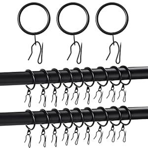 Qunclay 160 Set 1.26 Inch Metal Drapery Curtain Rings with Eyelets Metal Curtain Drapery Pin Hooks for Window Door Shower Curtain 