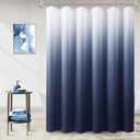 Navy Blue and White Shower Curtains for Bathroom, Ombre Indigo Royal Light Blue Cloth Fabric Shower Curtain Set with 12 Hooks Royal Indigo Bathroom Decor 72 x 72
