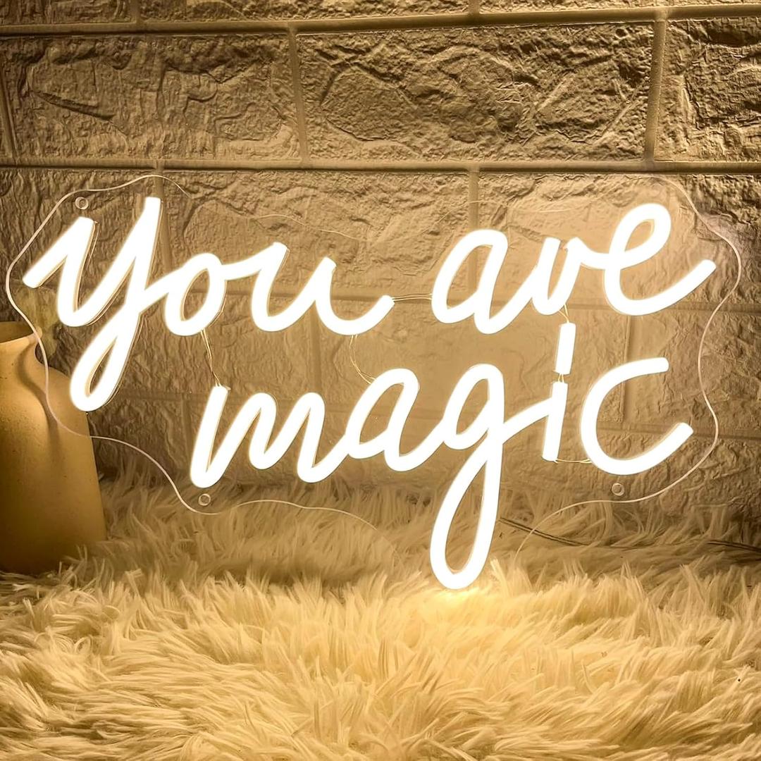 You Are Magic Neon Sign LED Signs for Wall Decor Dimmable Neon Lights Sign USB Powered Light Up Sign for Bedroom Living Room Home Bar Man Cave Christmas Birthday Party Wedding Decoration Gifts