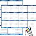 24" x 36" 2026 Wall Calendar Dry Erase - Large Starry Sky Calendar Wet & Dry Erasable Laminated 12 Month Annual Yearly Planner, Reversible, Horizontal/Vertical, with Major Holidays Julian Dates, 5pcs