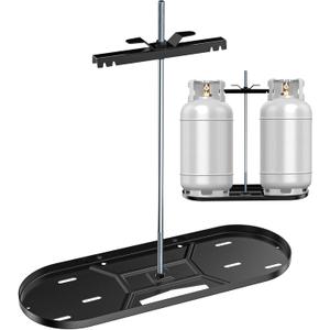 Skyflame Steel RV Dual Propane Tank Mounting Rack for 30 lbs Tanks, Double Gas Tank Cylinder Hitch Frame for RVs, Camping and Trailers