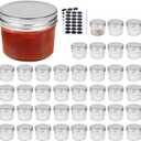 QAPPDA 4oz Glass Jars With Lids, Small Mason Jars Wide Mouth, Mini Canning Jars With Silver Lids For Honey, Jam, Jelly, Baby Foods, Wedding Favor, Shower Favors, Spice Jars For Kitchen & Home, Set of 40
