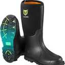 TIDEWE Rubber Work Boot for Men with Steel Shank, Waterproof Anti Slip Hunting Boot, Warm 6mm Neoprene Hunting Mud Boot, Sturdy Black Rubber Boot for Farming, Gardening, Fishing, Size 6-14 (7)