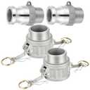 Hicarer 2 Pcs Type B Npt Global Cam Groove Hose Fitting and 2 Pcs Type F Npt Aluminum Cam Lock Fittings for Industrial Agriculture(1 Inch)